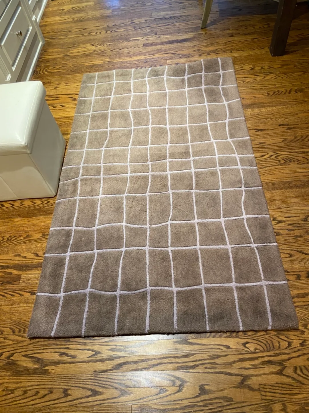 Brown Grid Pattern Area Rug