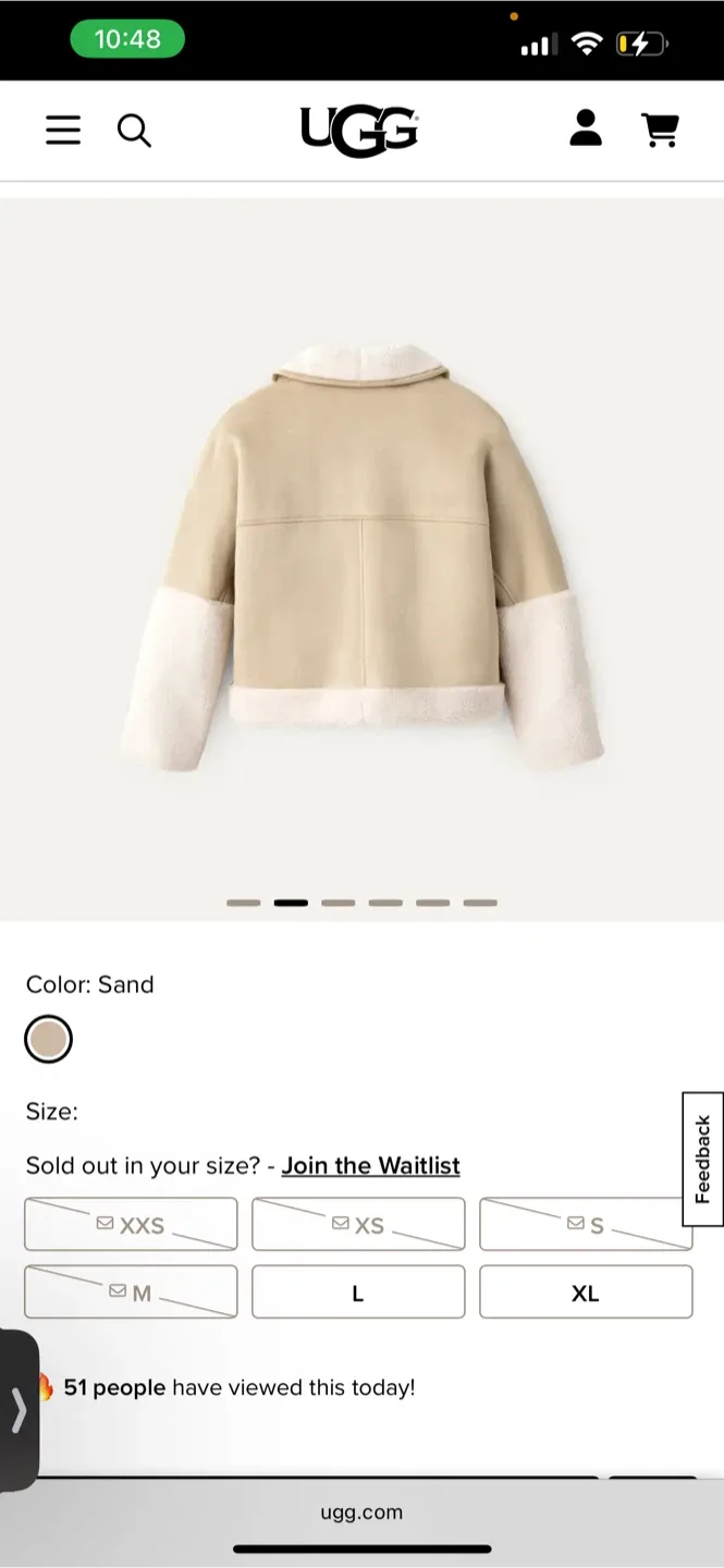 UGG Mindy LuxeFluff Jacket - Sand - Size M image indicator(2)