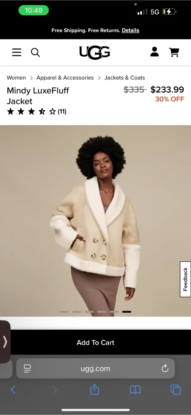 UGG Mindy LuxeFluff Jacket - Sand - Size M image indicator(5)