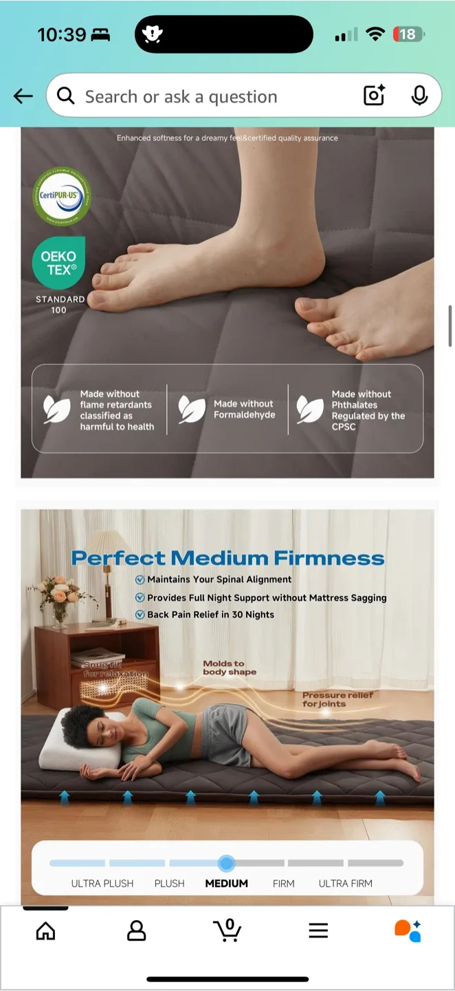 Aircliff Japanese Floor Futon Mattress – Full Size (Dark Grey) image indicator(3)