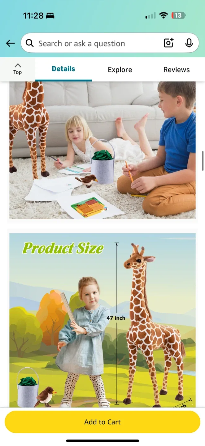 Giant Stuffed Giraffe Toy – 47” Tall image indicator(3)