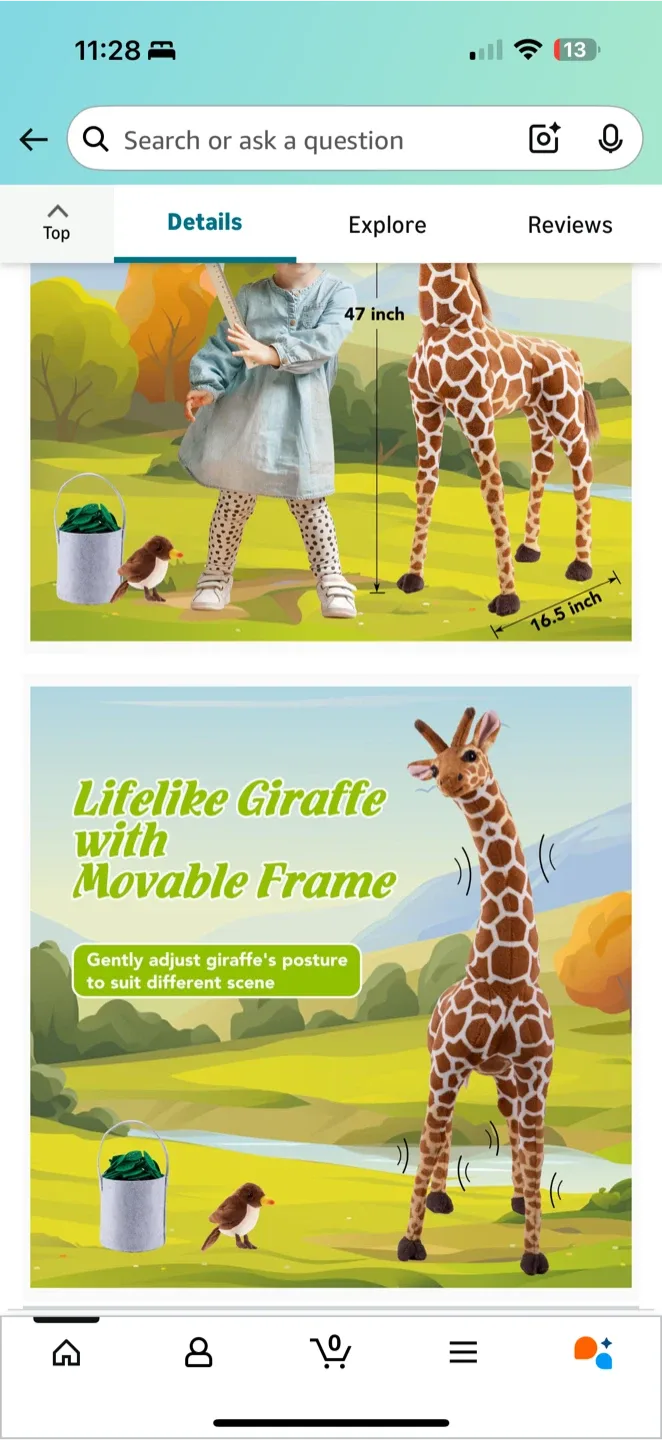 Giant Stuffed Giraffe Toy – 47” Tall image indicator(4)
