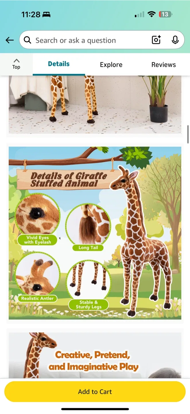 Giant Stuffed Giraffe Toy – 47” Tall image indicator(2)