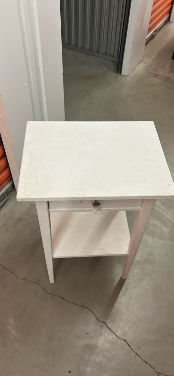Ikea White Wooden Side Table with Drawer - photo 5
