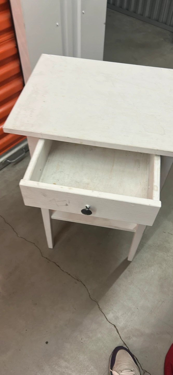 Ikea White Wooden Side Table with Drawer - photo 2
