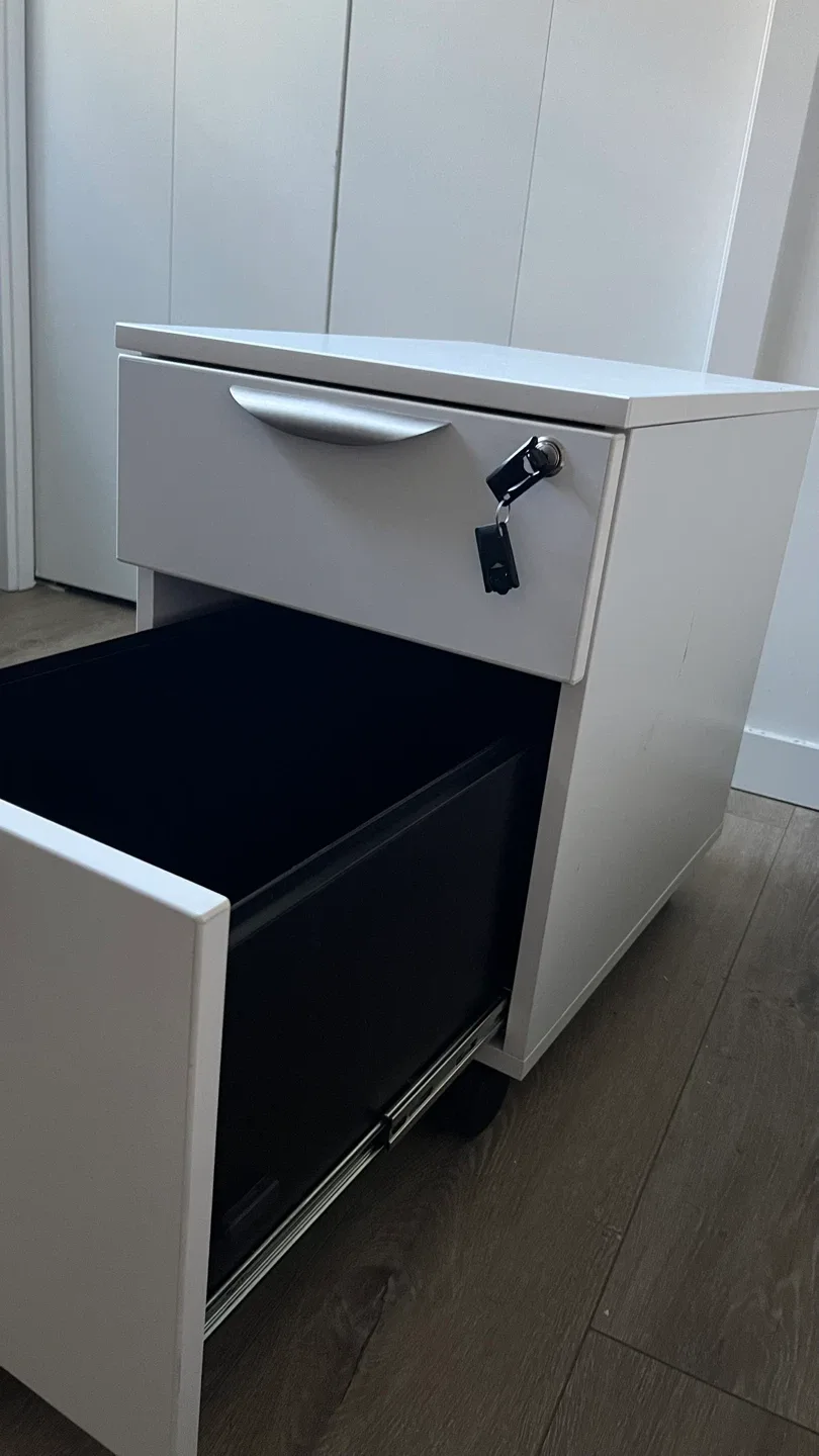 White Rolling File Cabinet - Like New! image indicator(2)