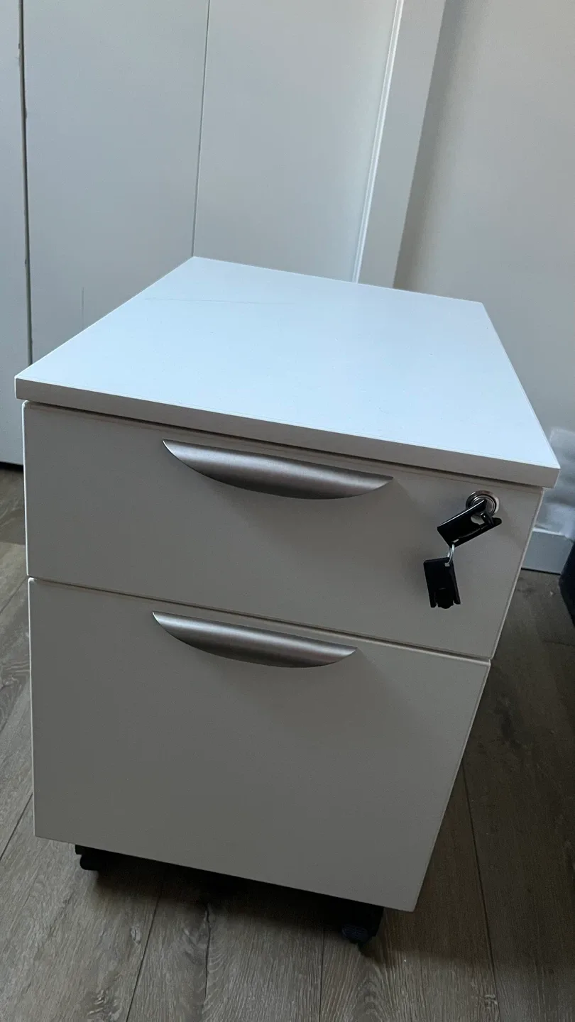 White Rolling File Cabinet - Like New! thumbnail