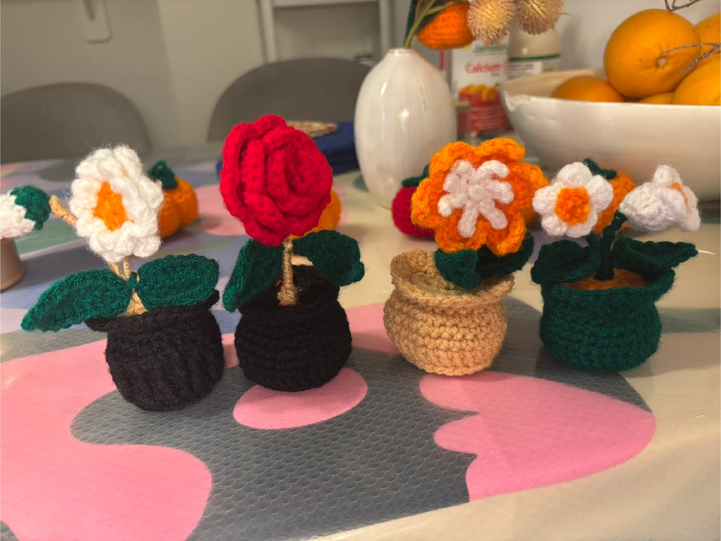 Handmade Crocheted Flower Pot Set