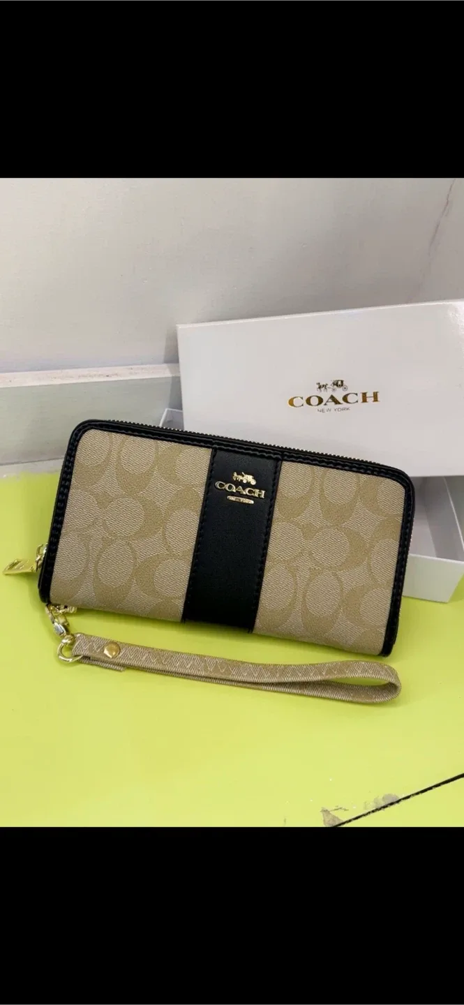 Coach Long Zip Around Wallet - Signature Jacquard