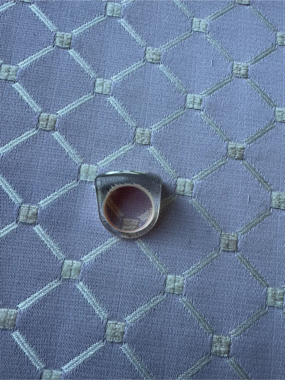 Chunky Clear Ring with Green Design image indicator(5)