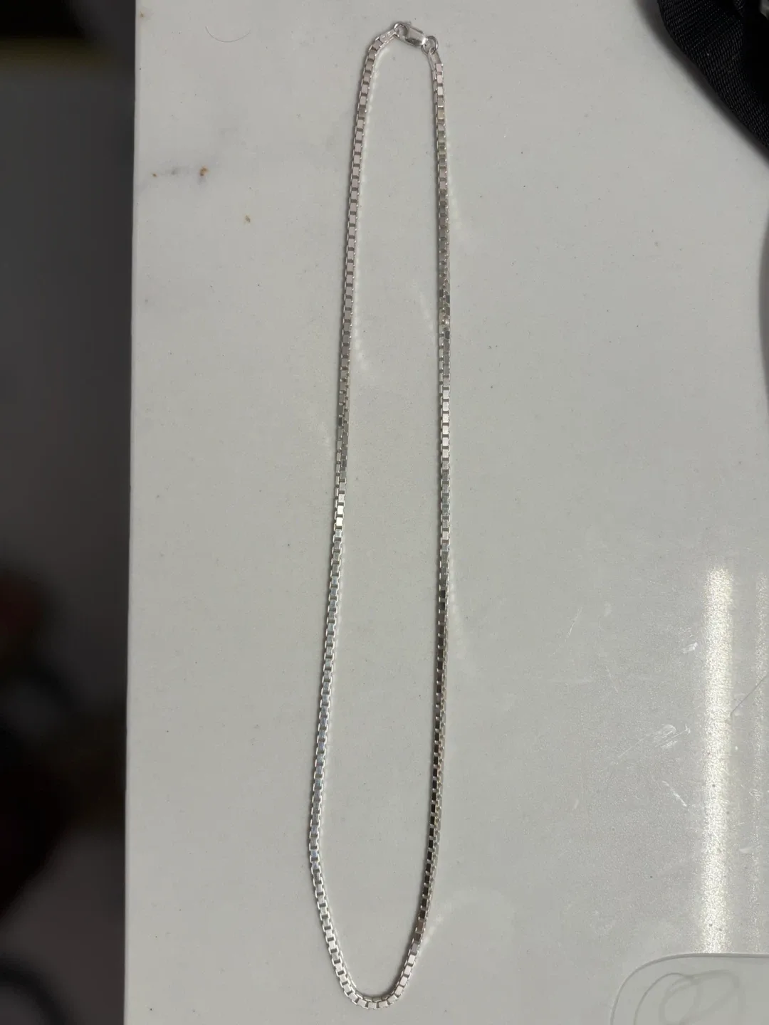 .925 silver 20 inch box link necklace image indicator(4)