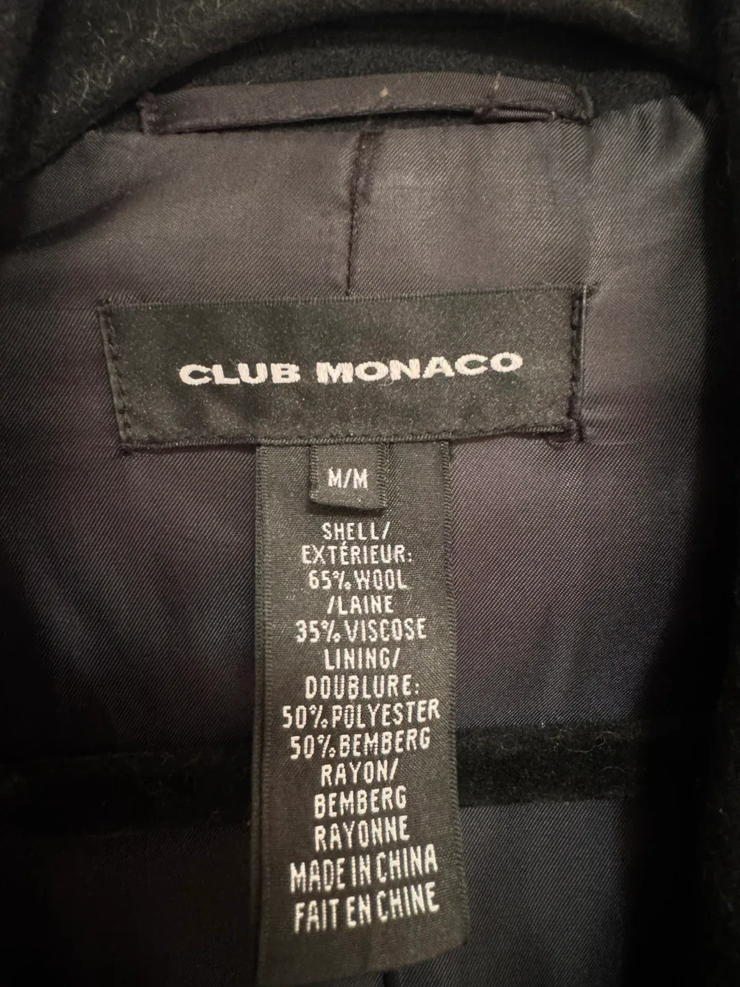 Club Monaco Black Wool Blend Coat - Size M/M