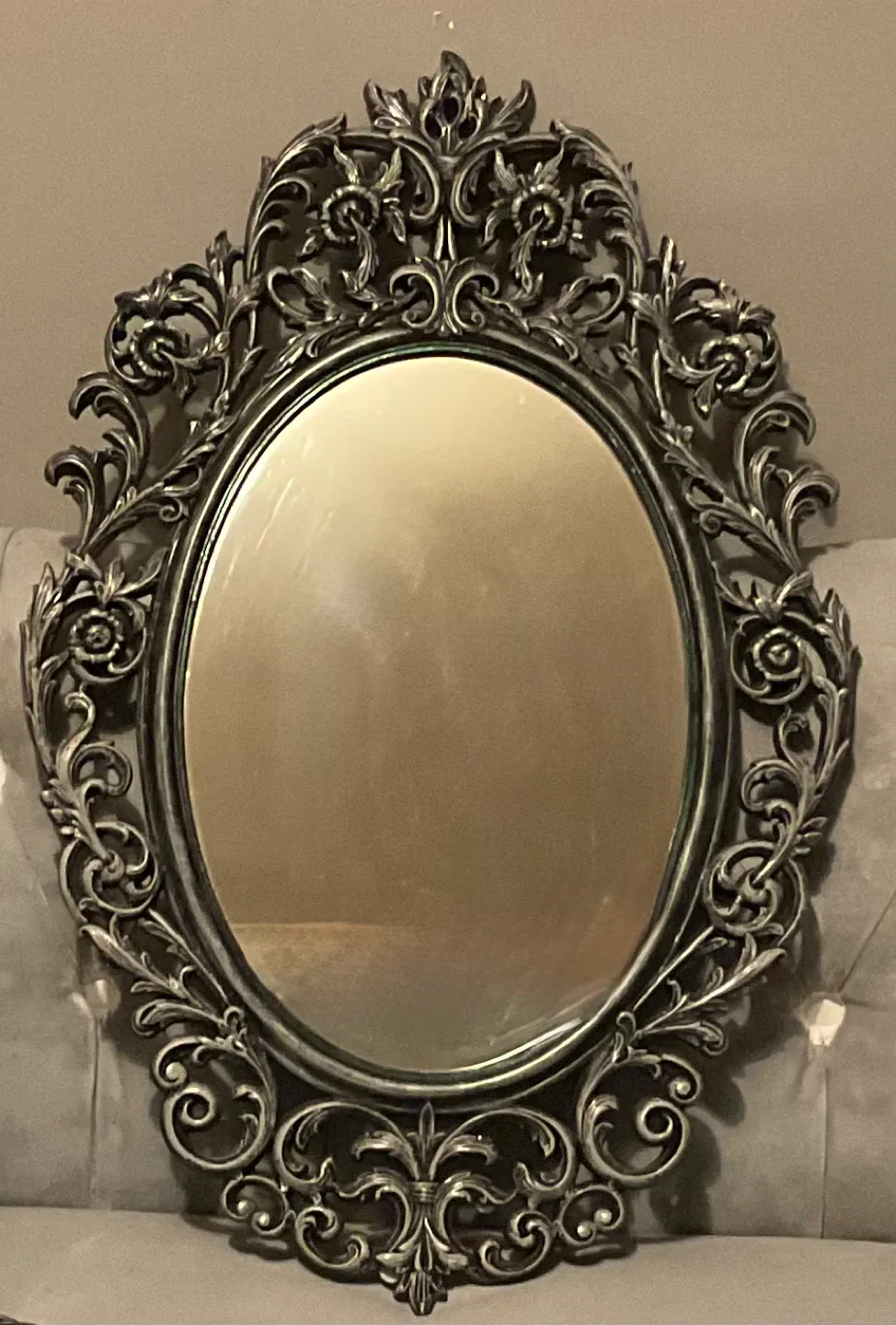 Vintage Gothic Oval Ornate Wall Mirror thumbnail