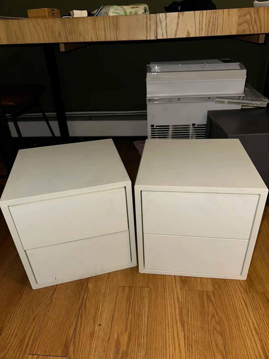 White Bedside Table with Drawers