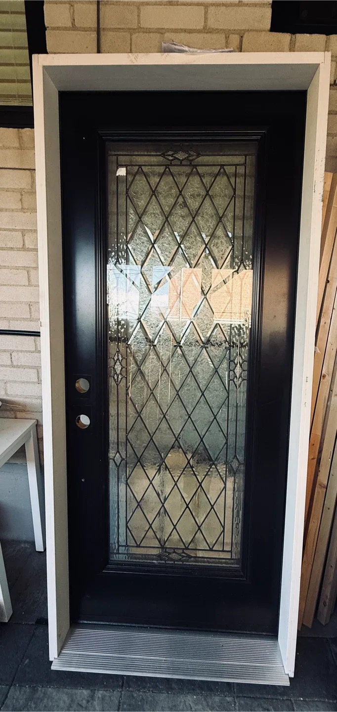 Black Exterior Door with Leaded Glass thumbnail