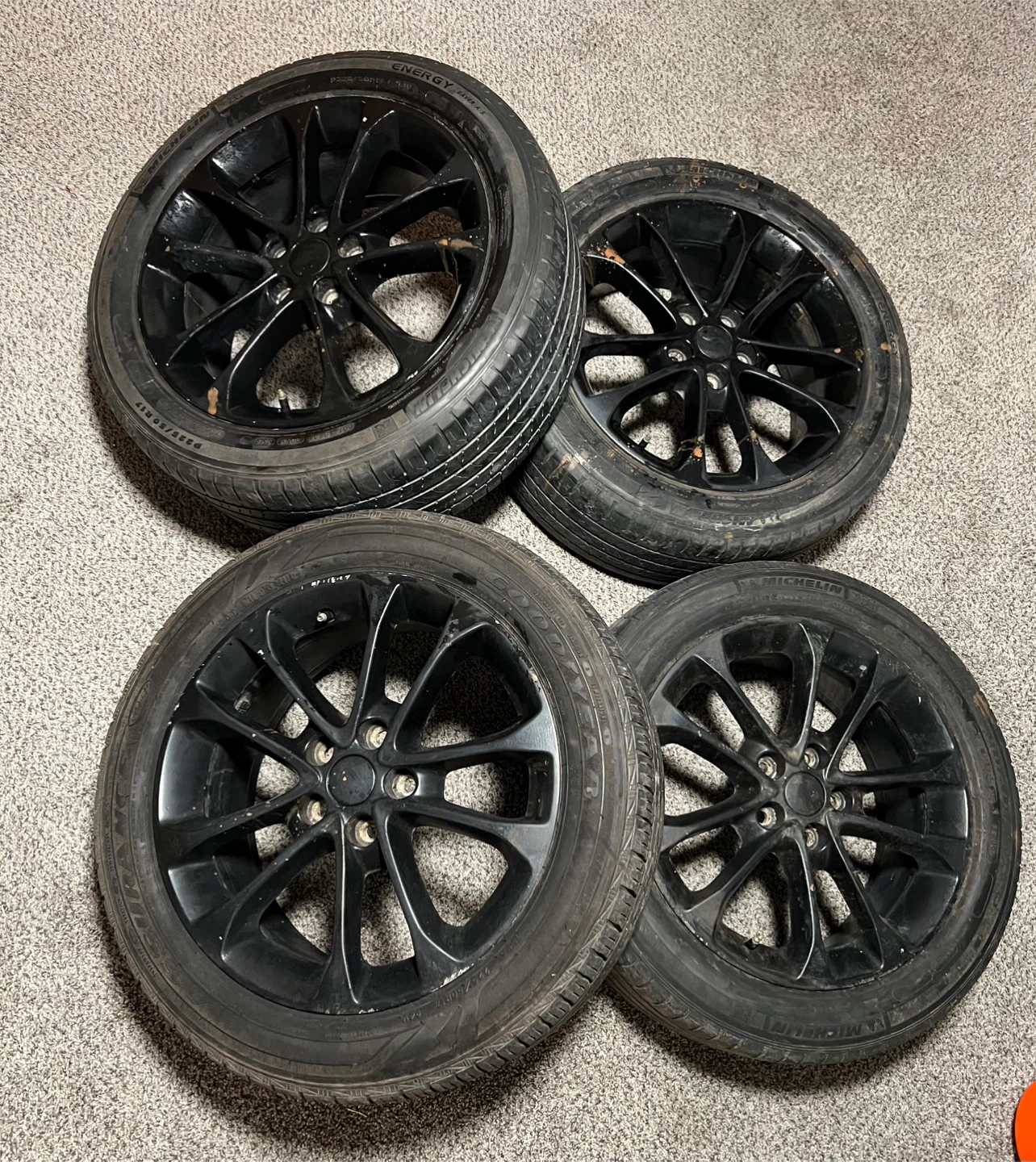 Set of 4 Black Wheels and Tires
