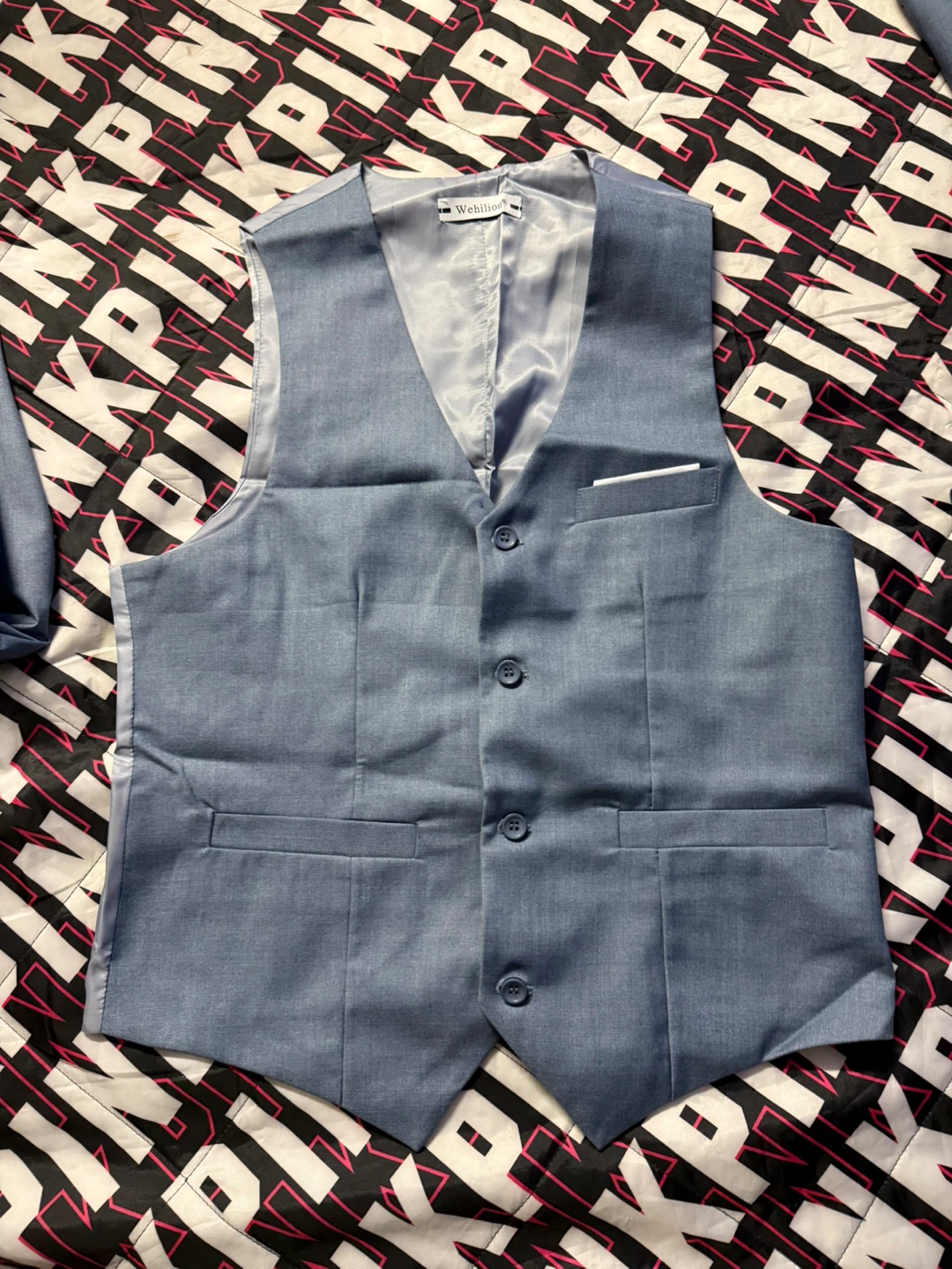 Kids Blue Suit with Vest and Tie - photo 4