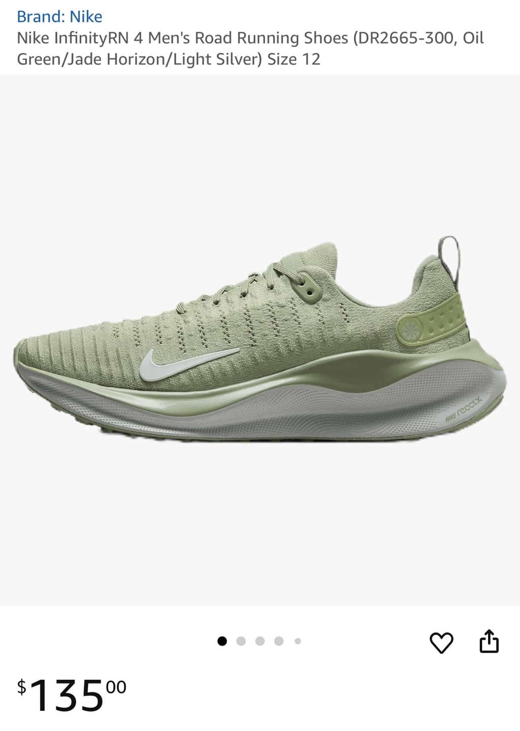 Nike ReactX Infinity Run 4, Men's Size 10, Green - photo 5