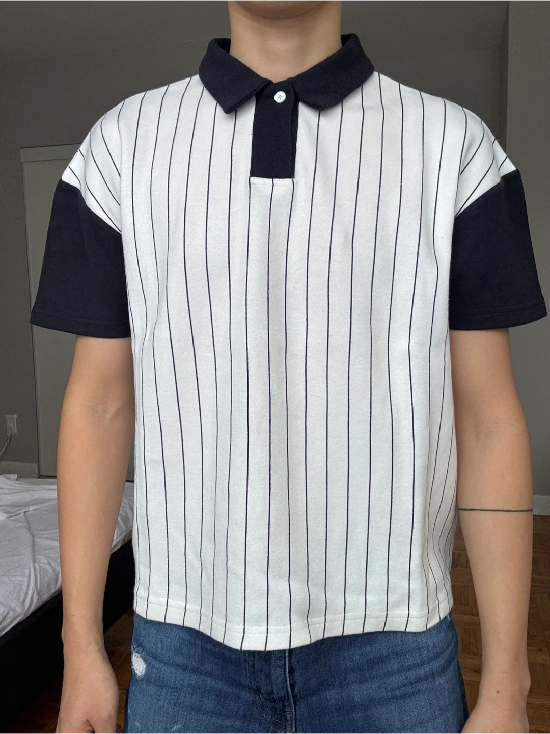 Oak + Fort Striped Polo Shirt - Size XS