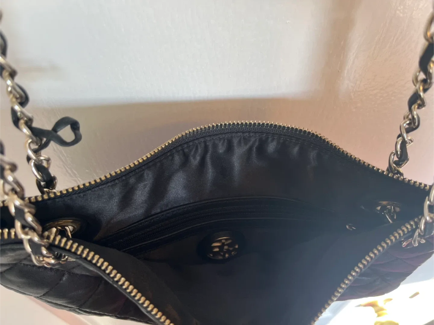 DKNY Black Quilted Leather Crossbody Bag image indicator(3)