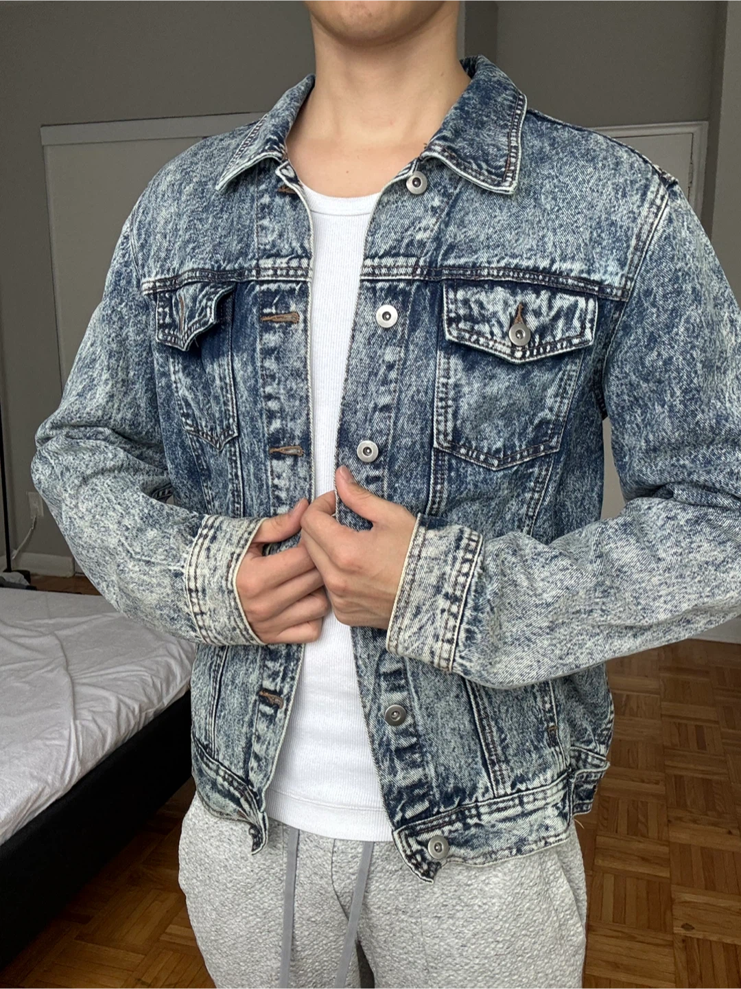 Topman Acid Wash Denim Jacket