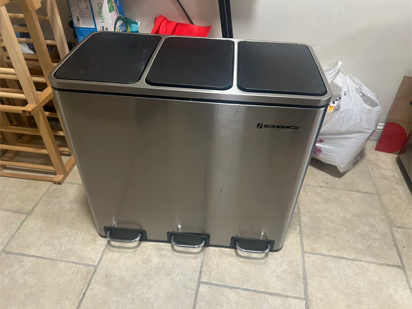 SONGMICS Triple Trash Can
