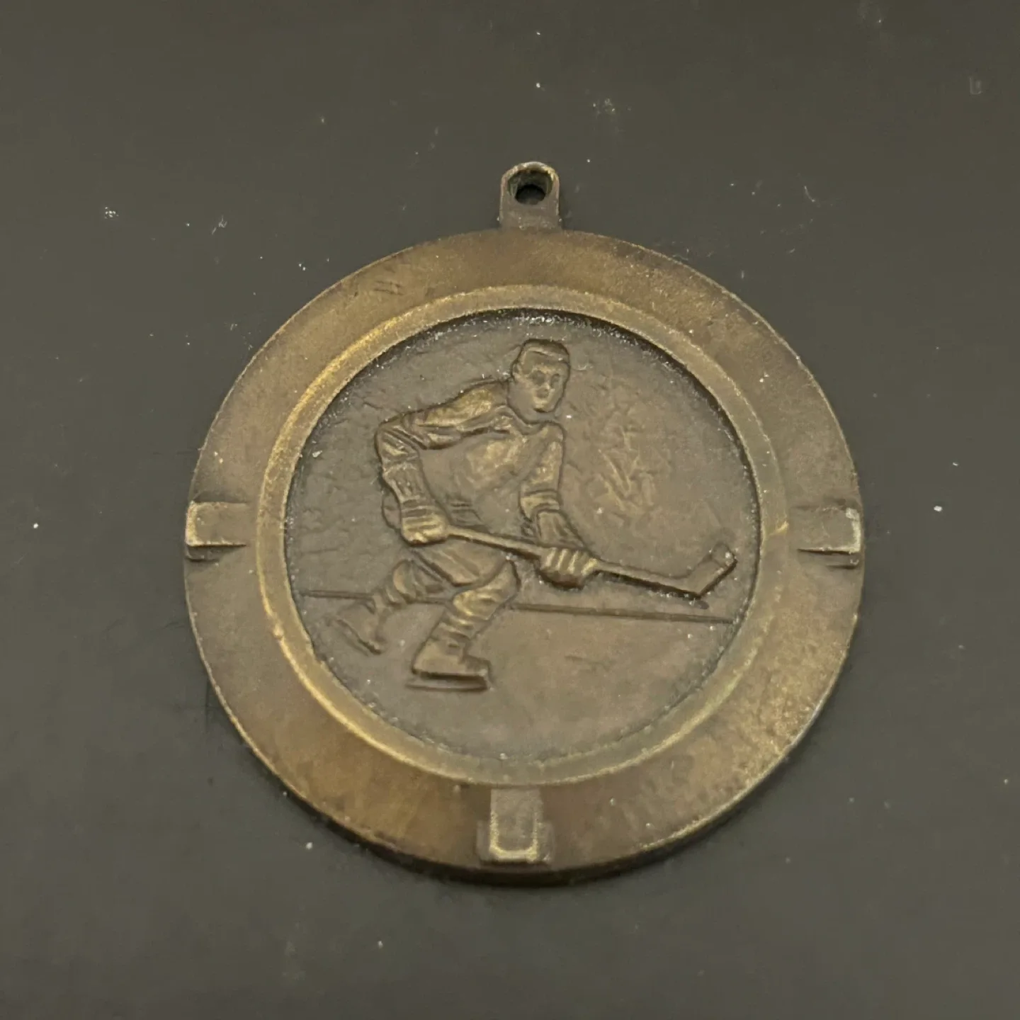 Vintage Hockey Player Medal thumbnail