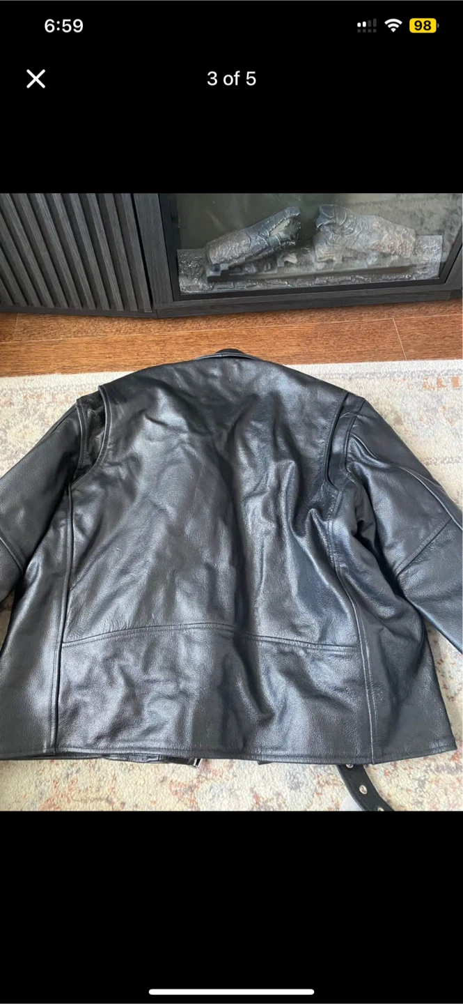 Genuine Leather Black Jacket & Chaps - Men's XL - photo 3
