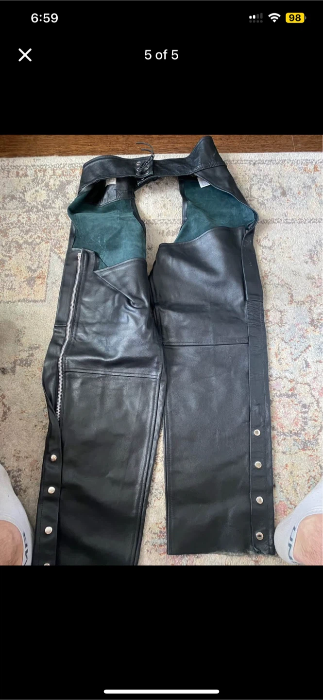 Genuine Leather Black Jacket & Chaps - Men's XL - photo 5
