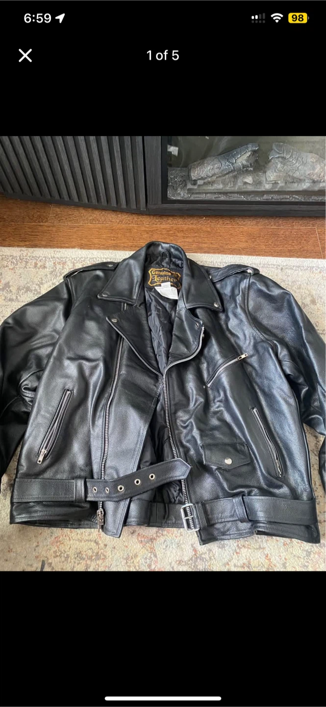 Genuine Leather Black Jacket & Chaps - Men's XL