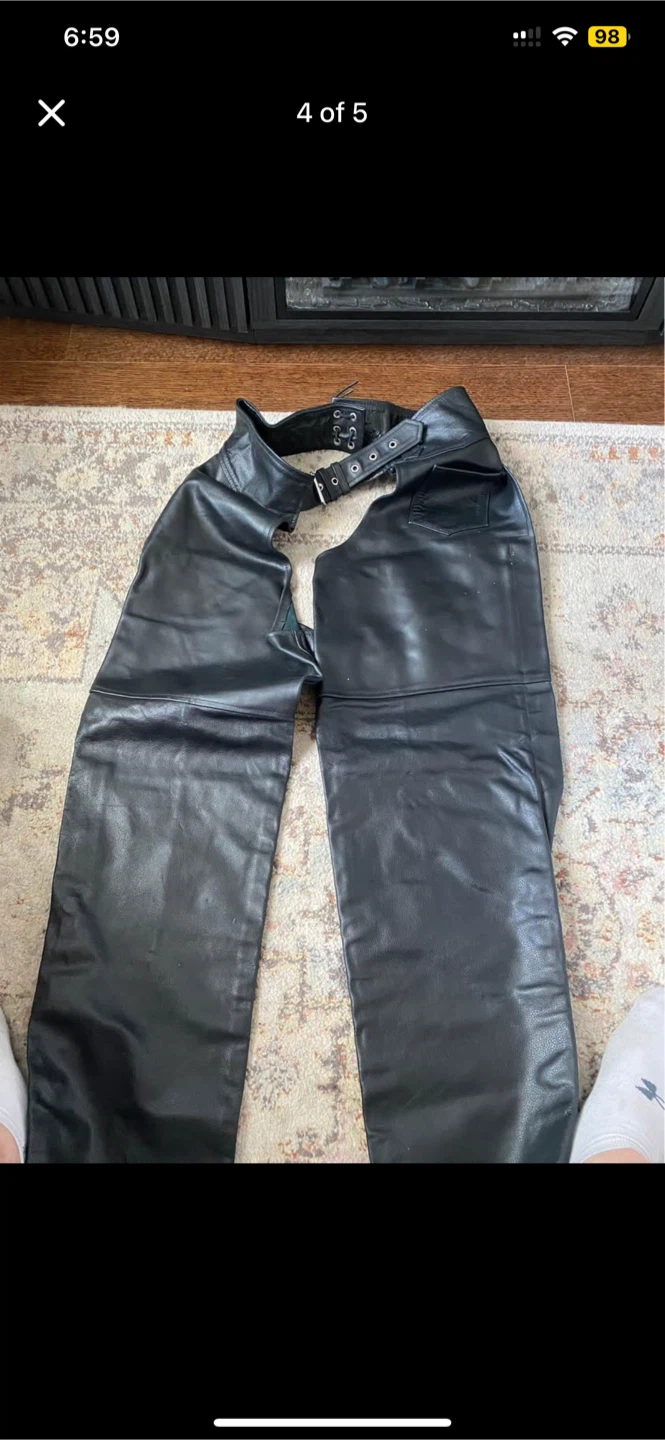 Genuine Leather Black Jacket & Chaps - Men's XL - photo 4