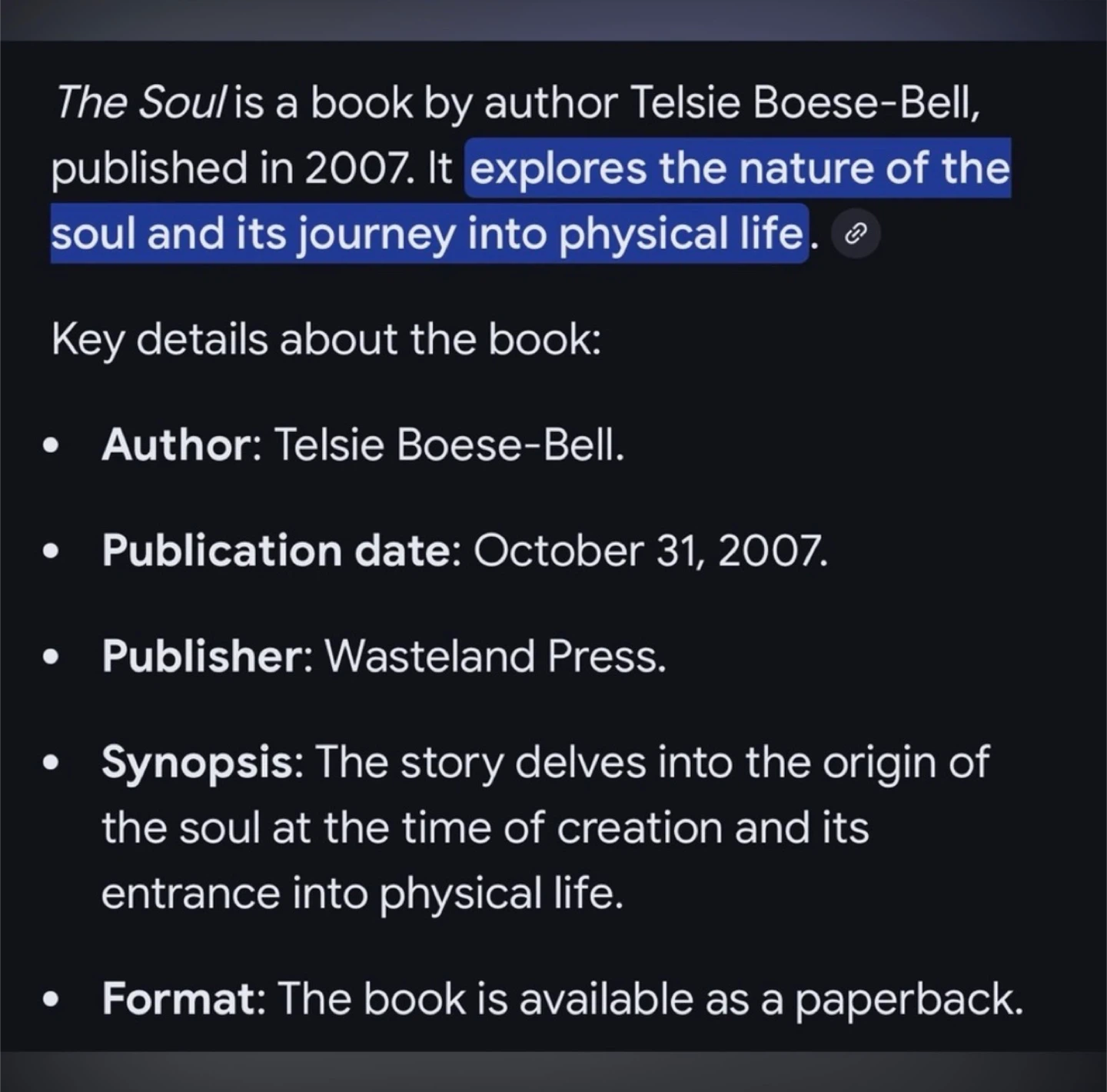 📚 The Soul by Telsie Boese-Bell Paperback Book - photo 5