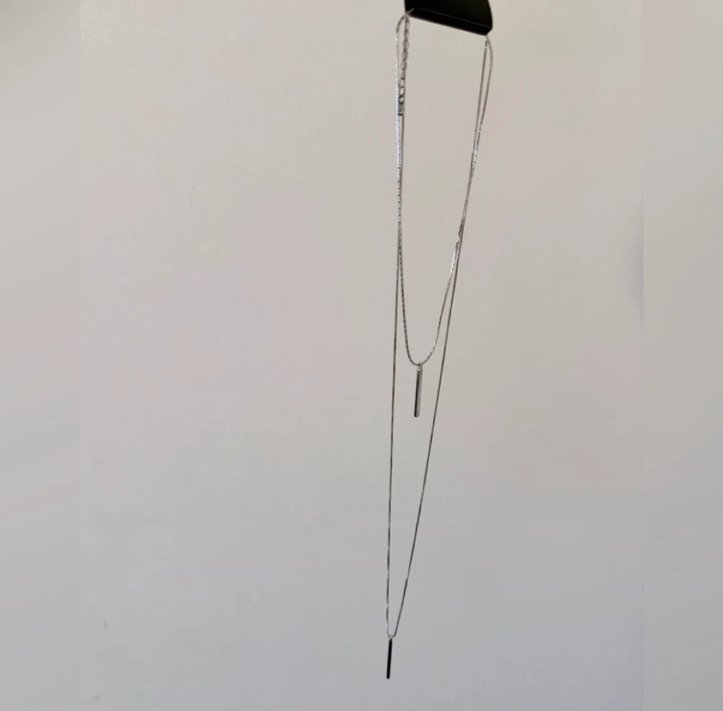 BNWT Silver Tone Long Chain Layered Necklace image indicator(9)