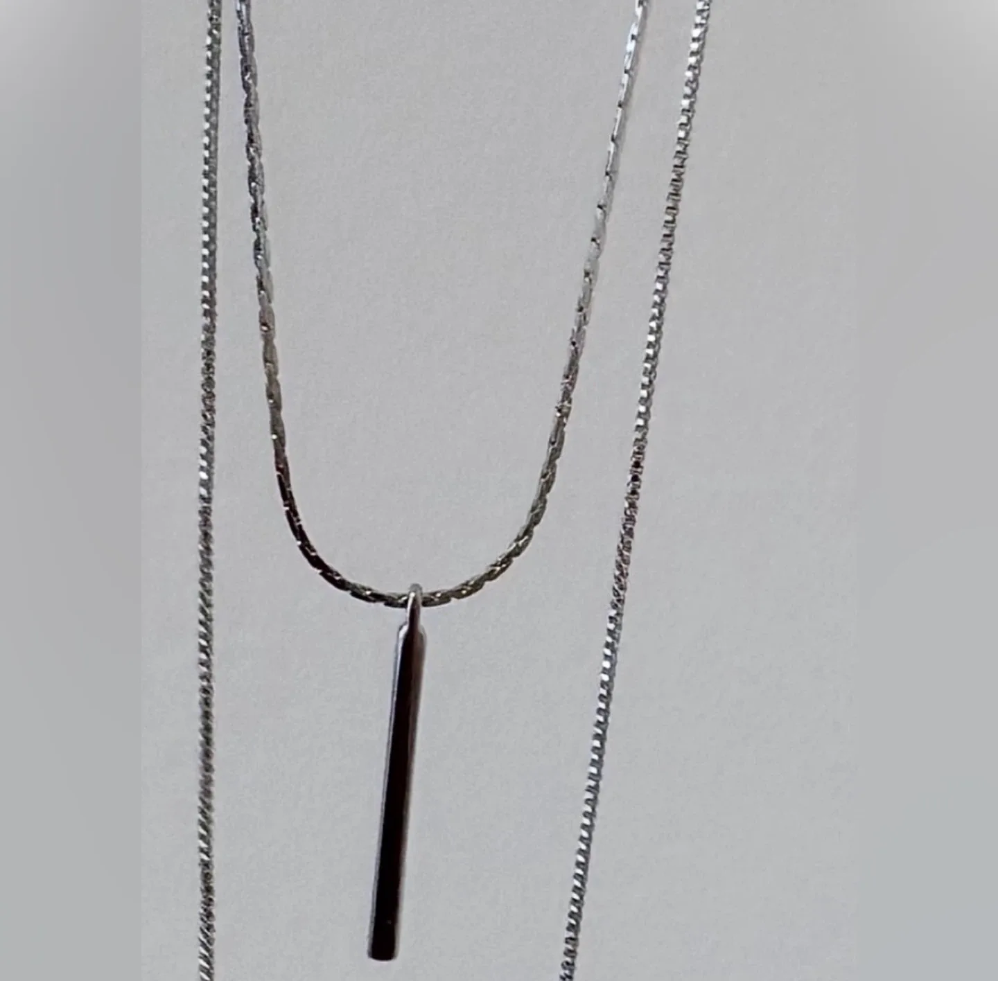 BNWT Silver Tone Long Chain Layered Necklace image indicator(5)