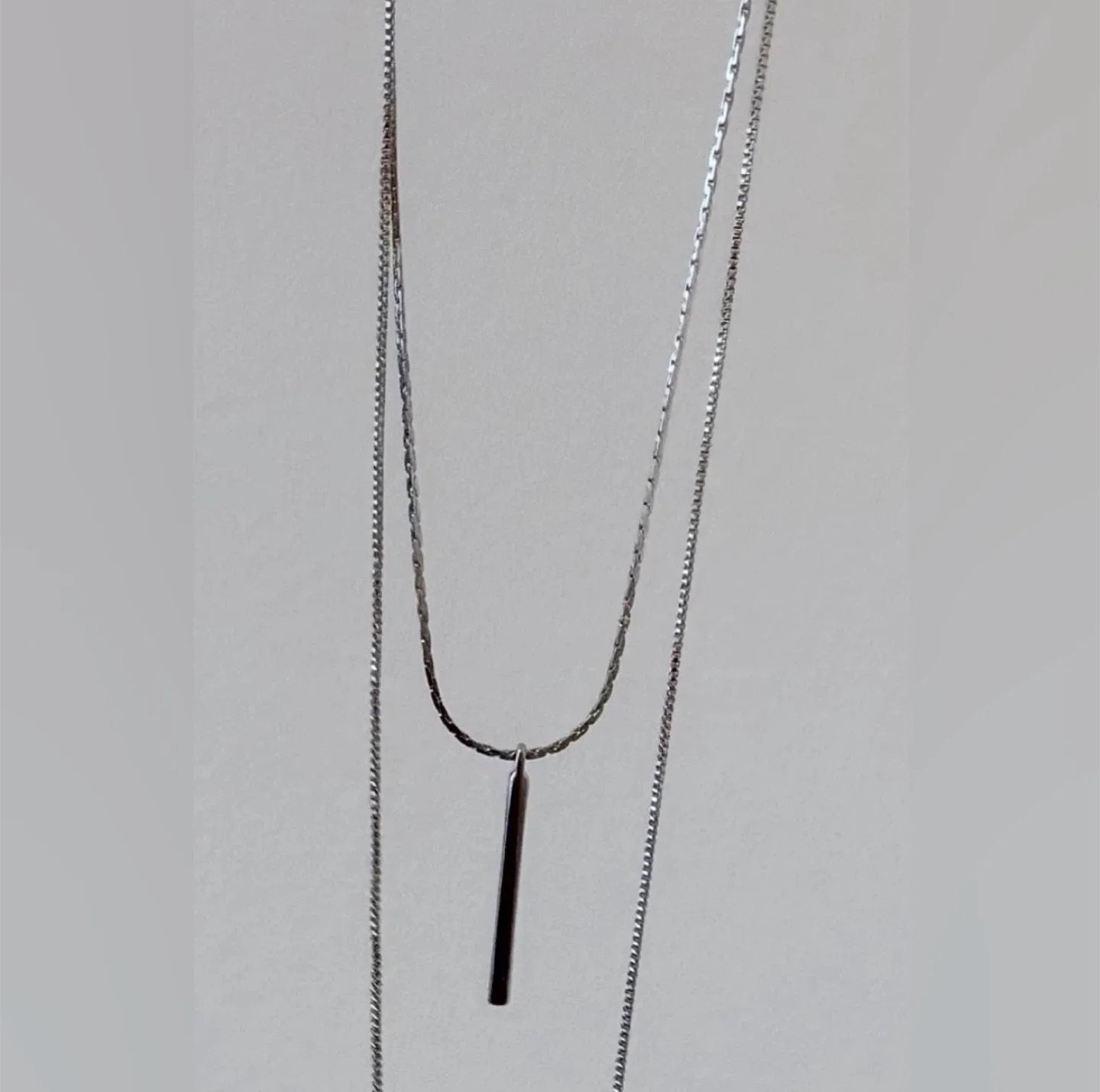 BNWT Silver Tone Long Chain Layered Necklace image indicator(3)