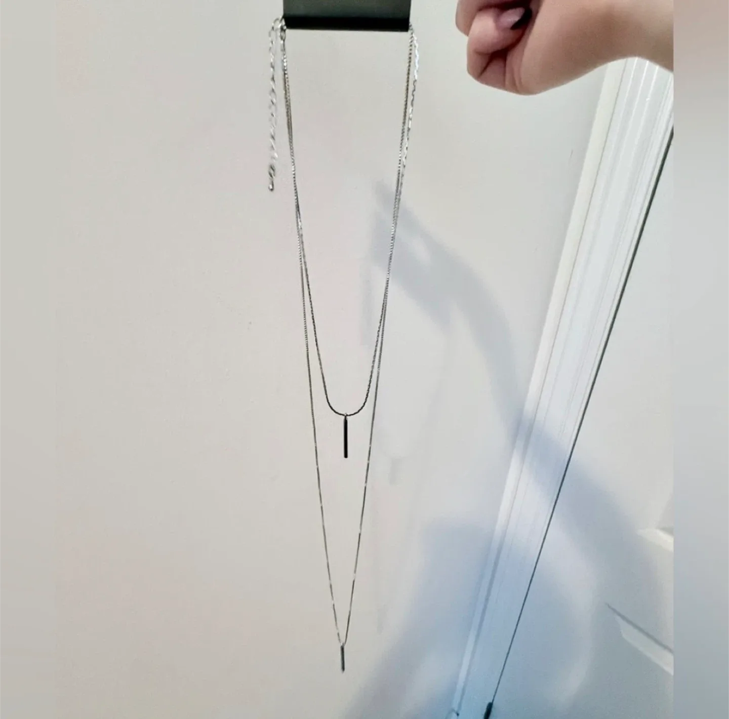 BNWT Silver Tone Long Chain Layered Necklace image indicator(2)