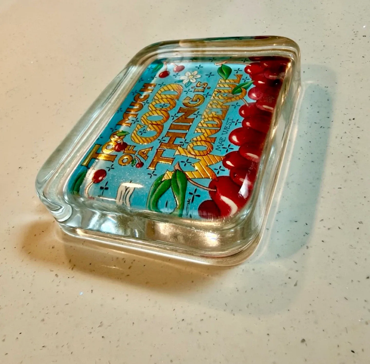 Vintage Cherry 🍒 Mary Engelbreit Glass Paperweight image indicator(5)