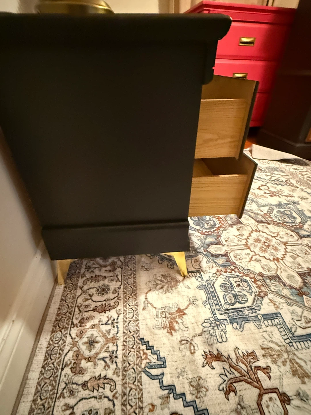 Black Painted Nightstand with Gold Accents - photo 3