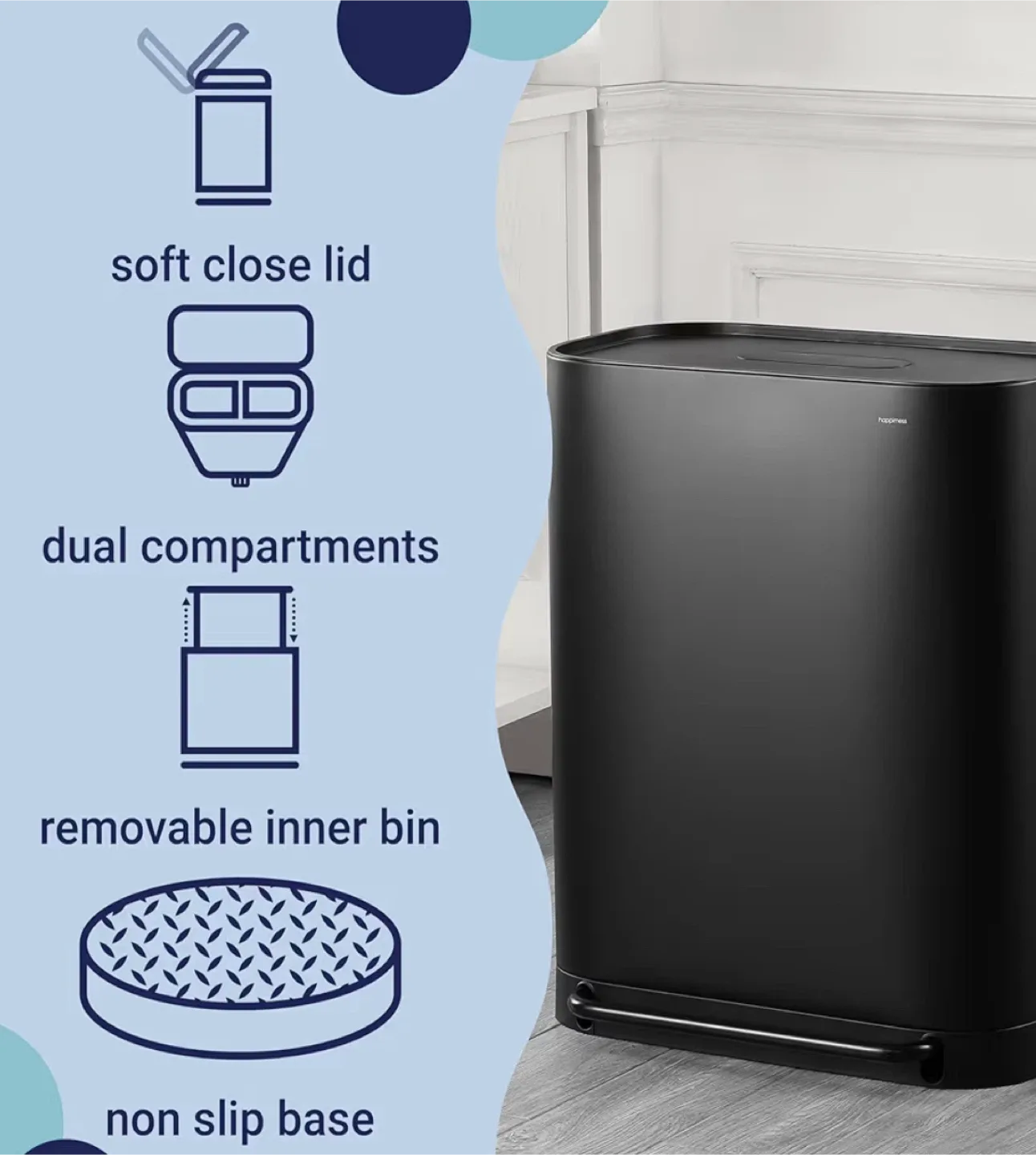 Happimess Dual Compartment Trash Can image indicator(8)