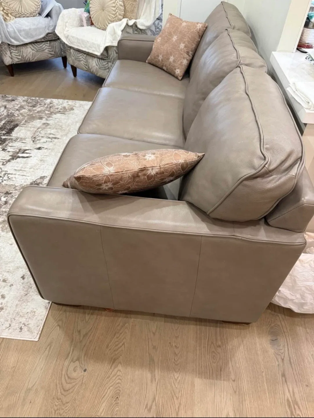 MEYER Leather Sofa - Beige/Grey image indicator(4)