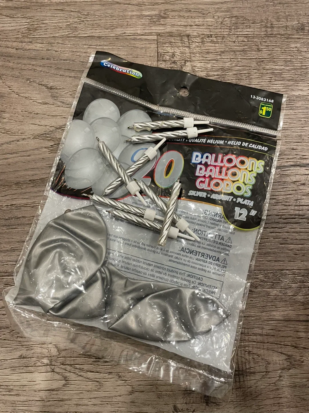Celebration Silver Balloons & Candles Set thumbnail