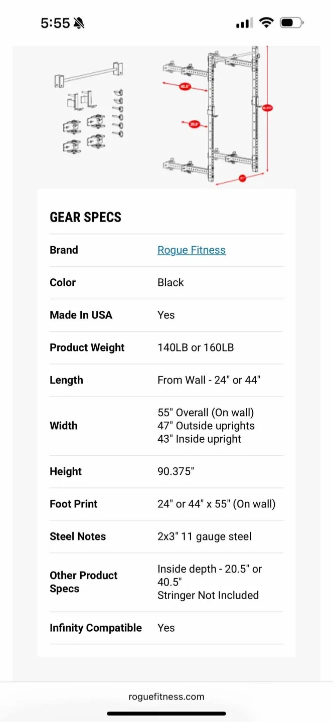 Rogue R-3W Fold Back Wall Mount Rack image indicator(2)