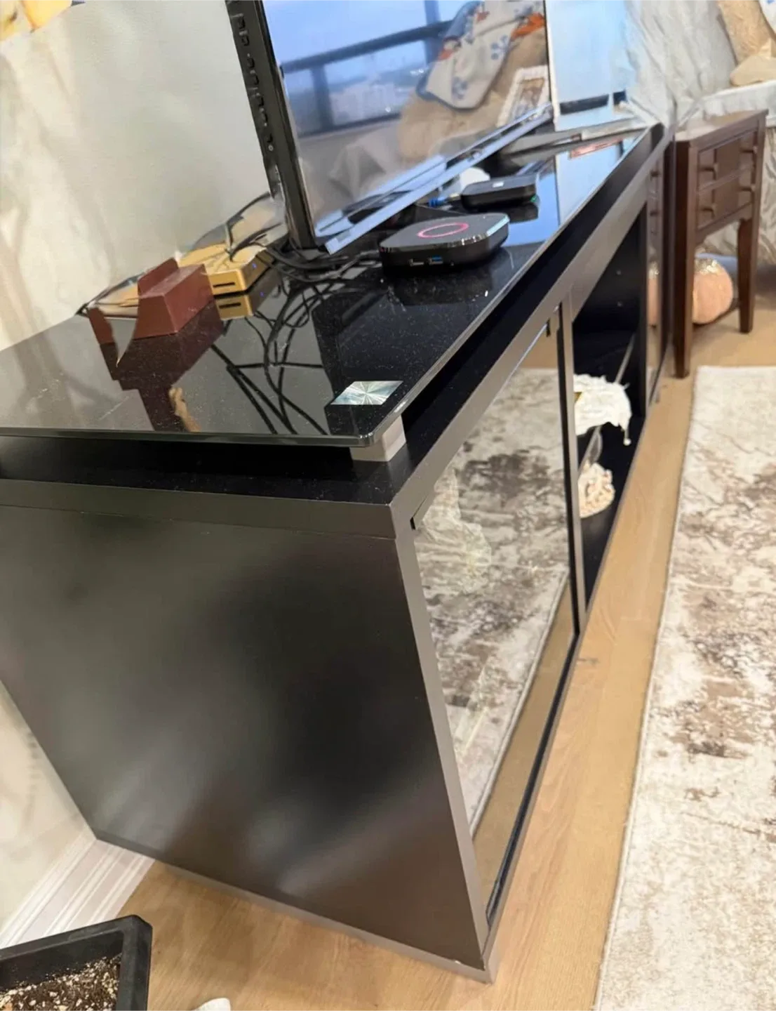 Black TV Stand with Glass Doors image indicator(2)