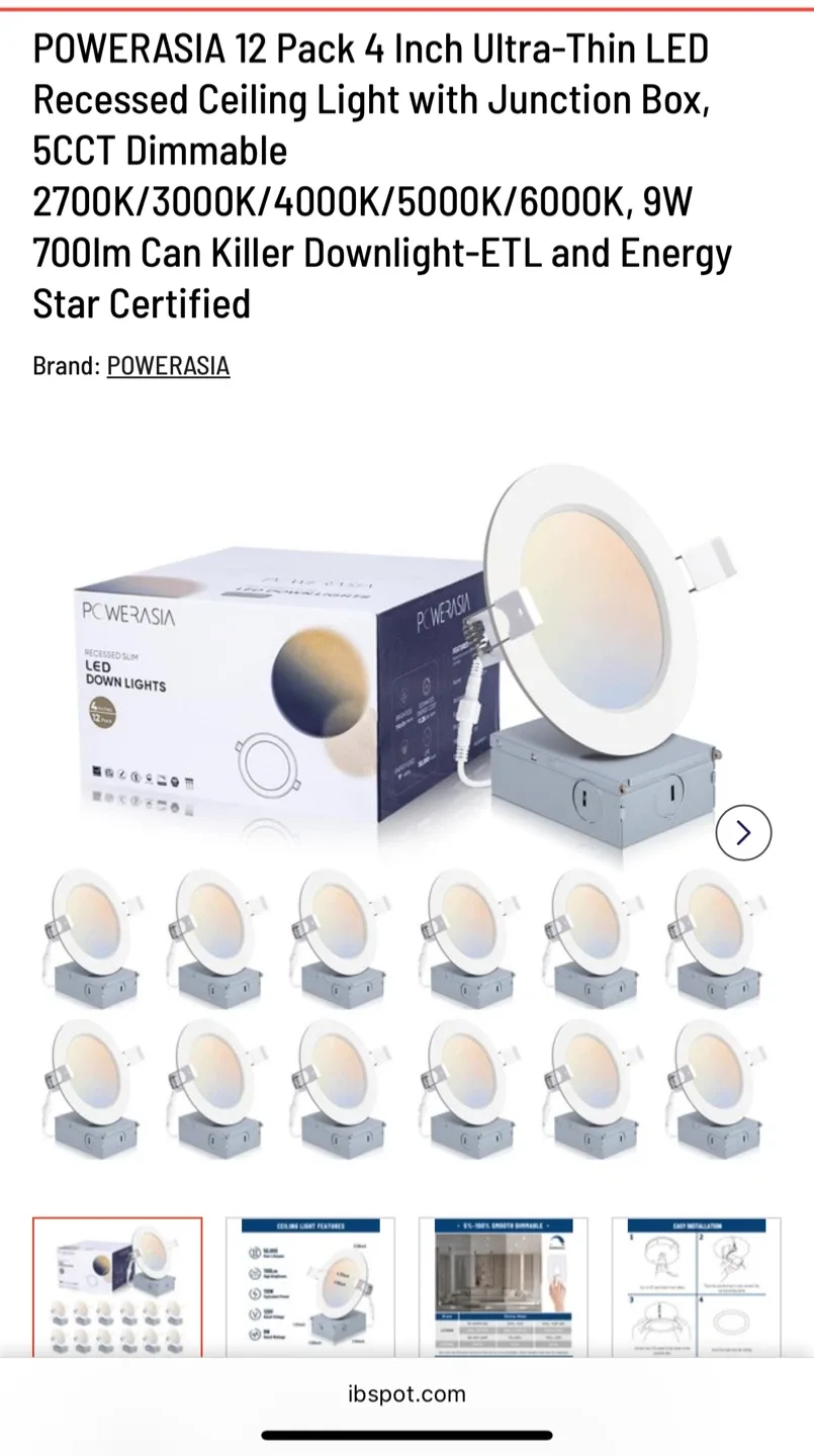 POWERASIA 12-Pack 4-Inch LED Recessed Ceiling Lights image indicator(3)