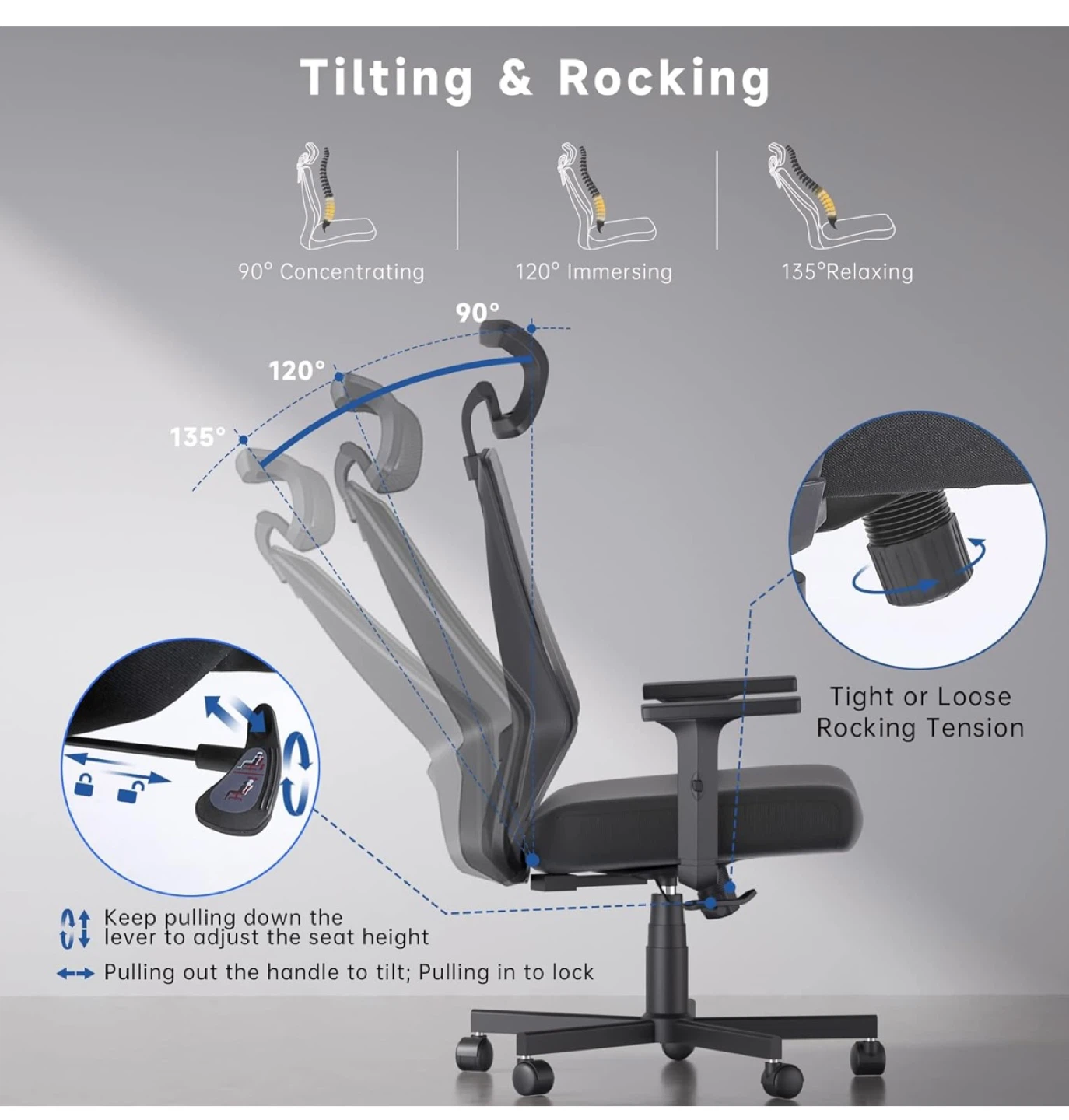 Ergonomic Office Chair - Lumbar Support, Adjustable Height - photo 4