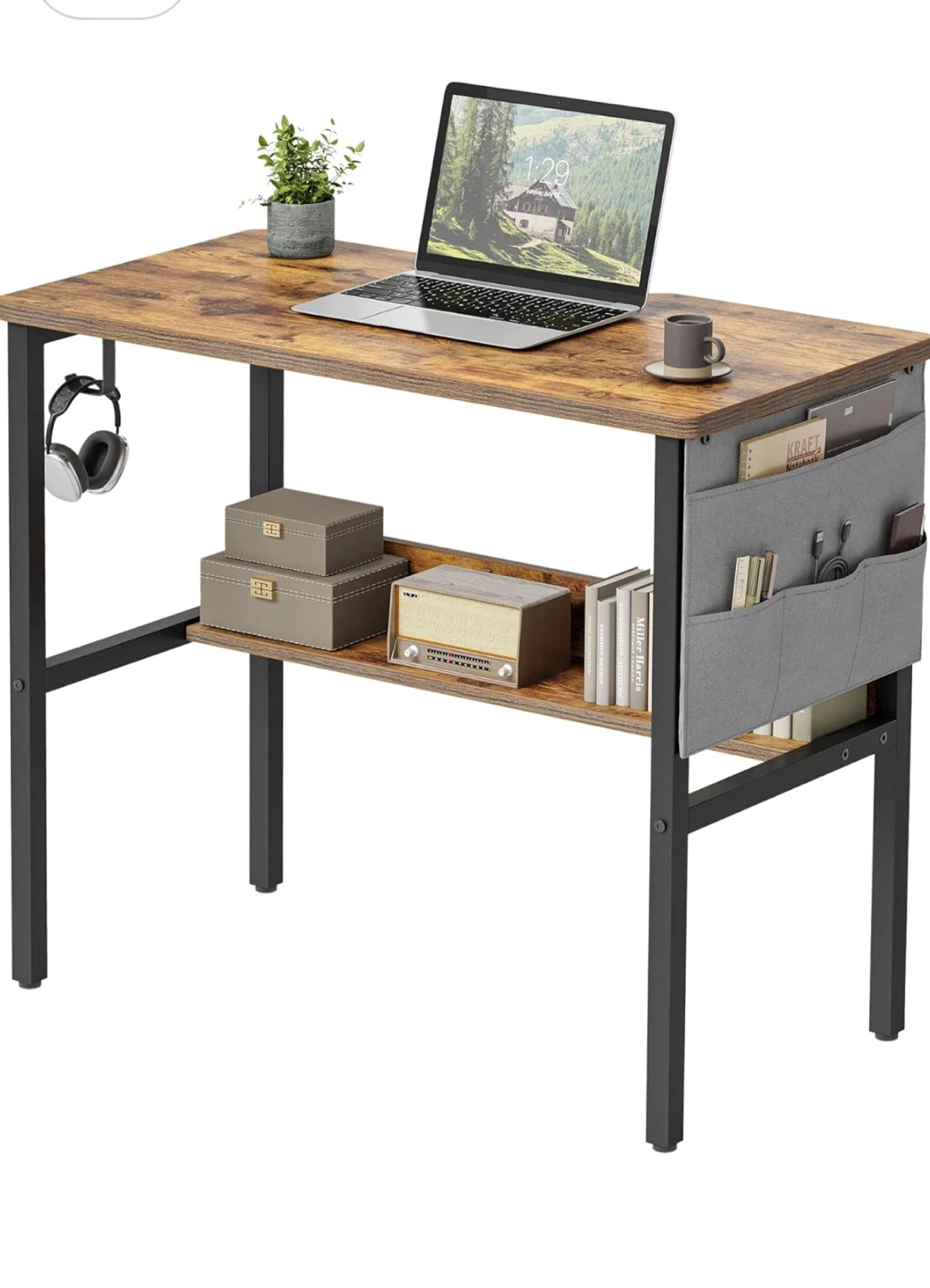 Rustic Brown Computer Desk with Storage - photo 2