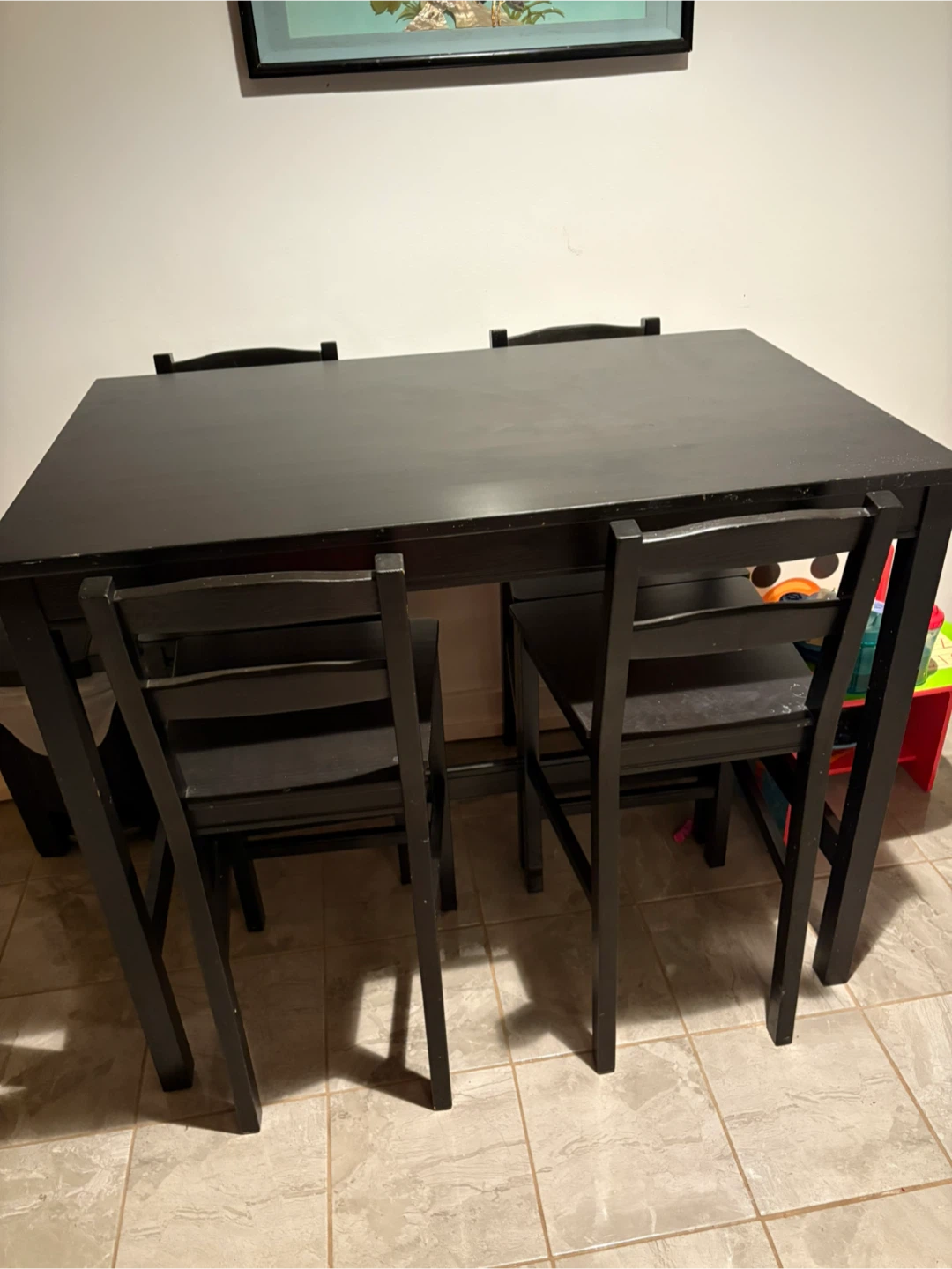 Black Pub Style Dining Table with 4 Chairs - photo 2