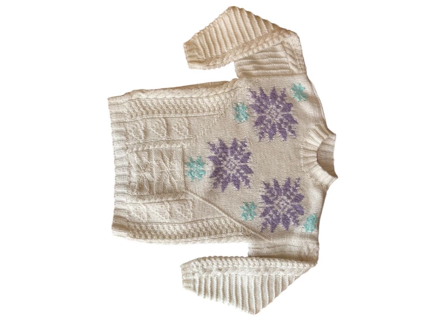 Vintage 90s Hand Knitwear Cream Sweater Medium - photo 5