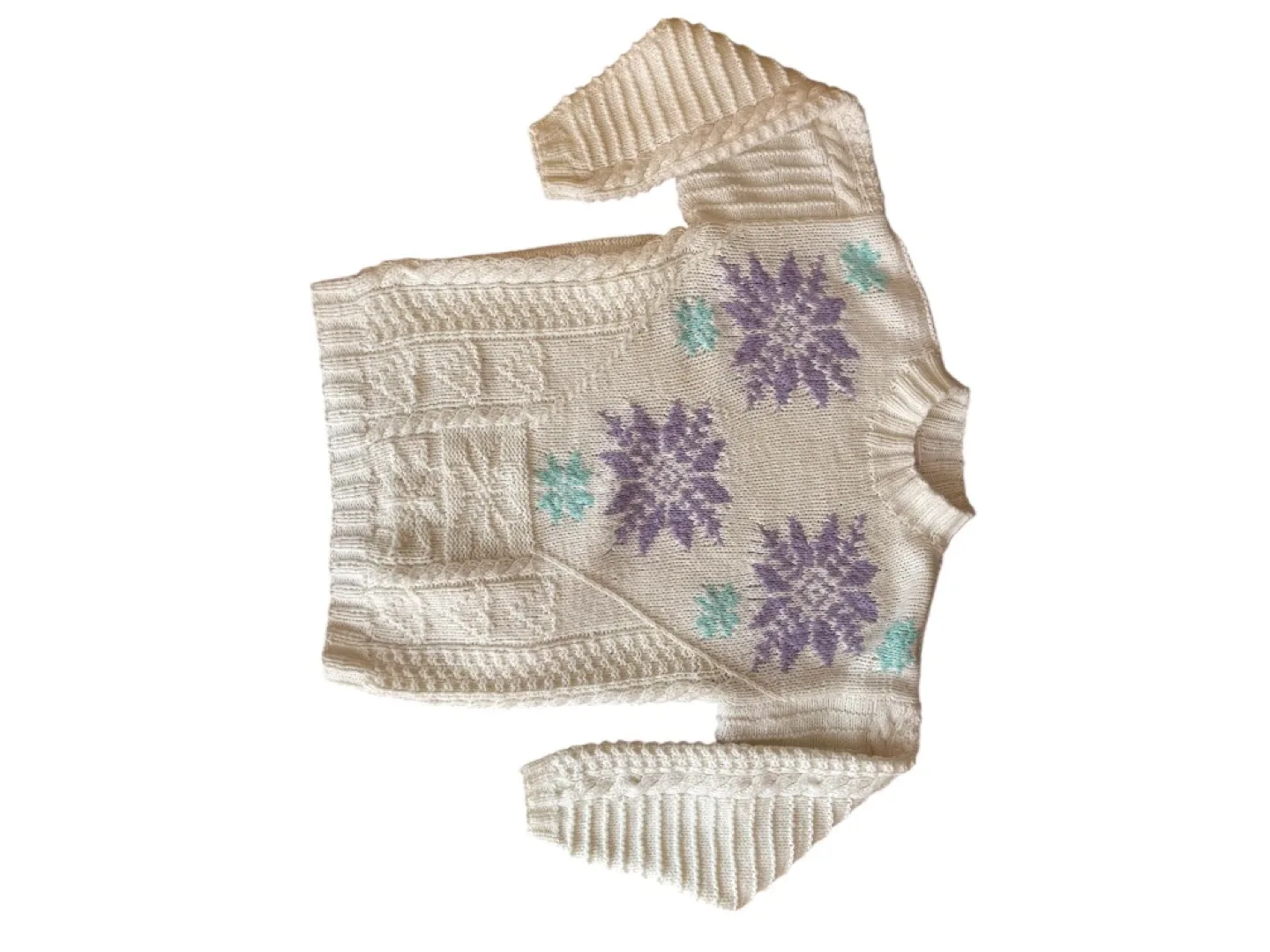 Vintage 90s Hand Knitwear Cream Sweater Medium image indicator(5)