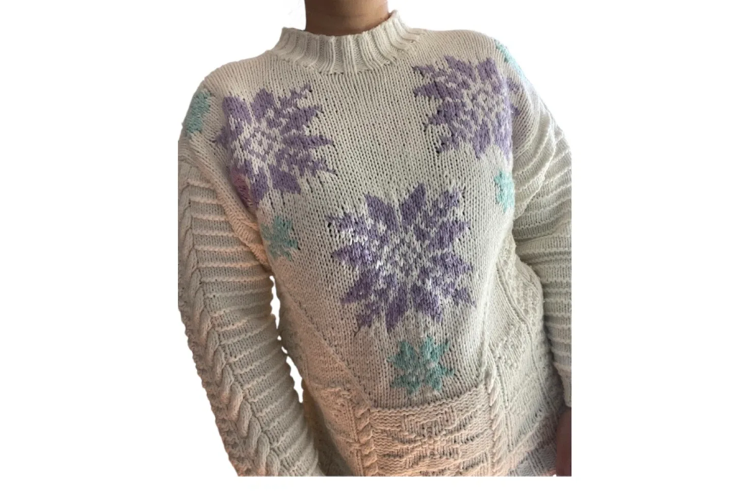 Vintage 90s Hand Knitwear Cream Sweater Medium image indicator(6)